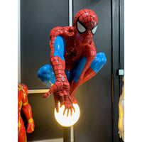 Spider Man on Light Post Life Size Statue w/ Working Light - LM Treasures 