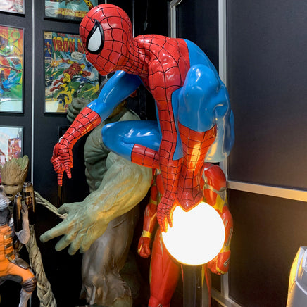 Spider Man on Light Post Life Size Statue w/ Working Light - LM Treasures 