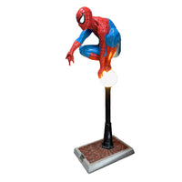 Spider Man on Light Post Life Size Statue w/ Working Light - LM Treasures 