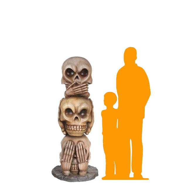 No Speak, Hear, See Skull Tower Over Sized Statue LM Treasures - T