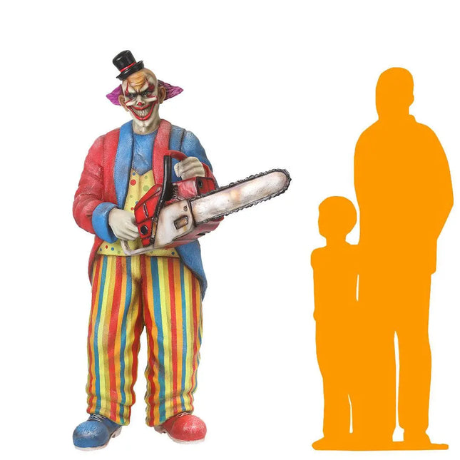 Scary Clown With Chainsaw Life Size Statue LM Treasures - T