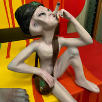 Smoking Alien Sitting Life Size Statue - LM Treasures 