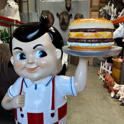 Boy Holding Hamburger Life Size Statue