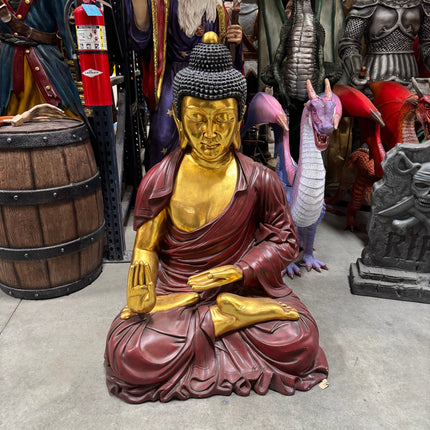 Sitting Gold and Red Buddha Statue LM Treasures - H