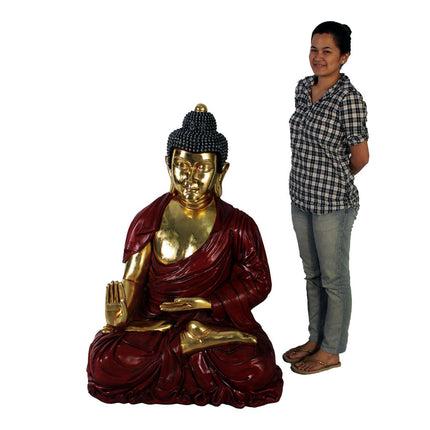 Sitting Gold and Red Buddha Statue - LM Treasures 