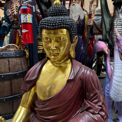 Sitting Gold and Red Buddha Statue LM Treasures - H