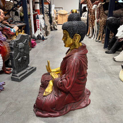 Sitting Gold and Red Buddha Statue LM Treasures - H