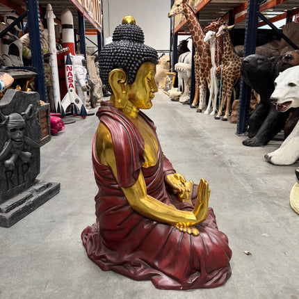 Sitting Gold and Red Buddha Statue LM Treasures - H