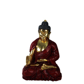 Sitting Gold and Red Buddha Statue - LM Treasures 