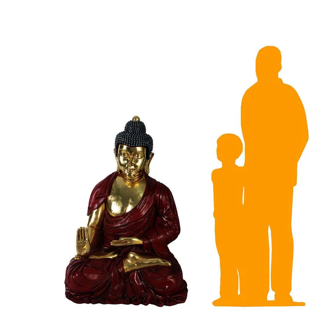 Sitting Gold and Red Buddha Statue LM Treasures - H