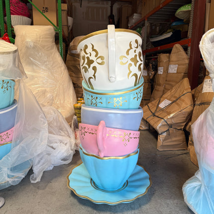 Large Stacked Tea Cups Life Size Statue