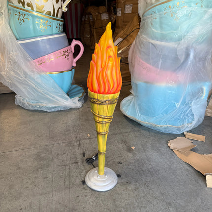 Small Fire Tiki Torch With LED 4ft Statue LM Treasures - A
