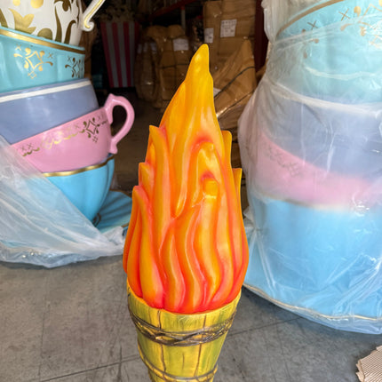 Small Fire Tiki Torch With LED 4ft Statue LM Treasures - A