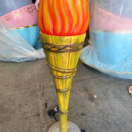 Small Fire Tiki Torch With LED 4ft Statue LM Treasures - A