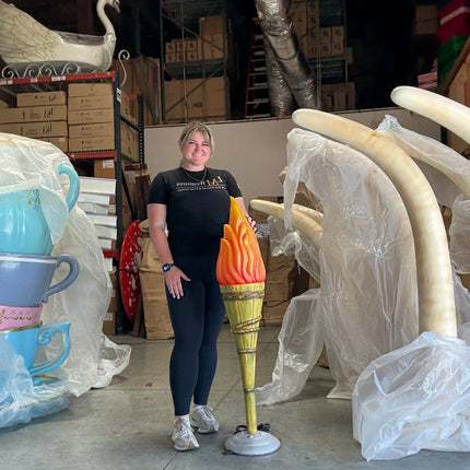 Small Fire Tiki Torch With LED 4ft Statue LM Treasures - A