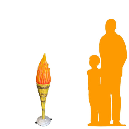 Small Fire Tiki Torch With LED 4ft Statue LM Treasures - A