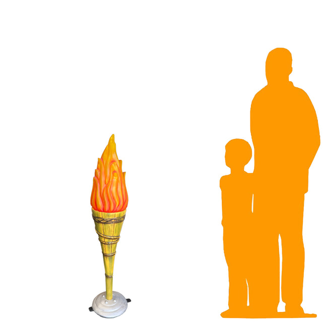 Small Fire Tiki Torch With LED 4ft Statue