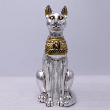Large Silver Egyptian Bastet Cat Life Size Statue LM Treasures - H