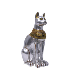 Large Silver Egyptian Bastet Cat Life Size Statue LM Treasures - H