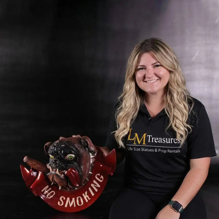 No Smoking Bulldog Sign Wall Decor Statue LM Treasures - H