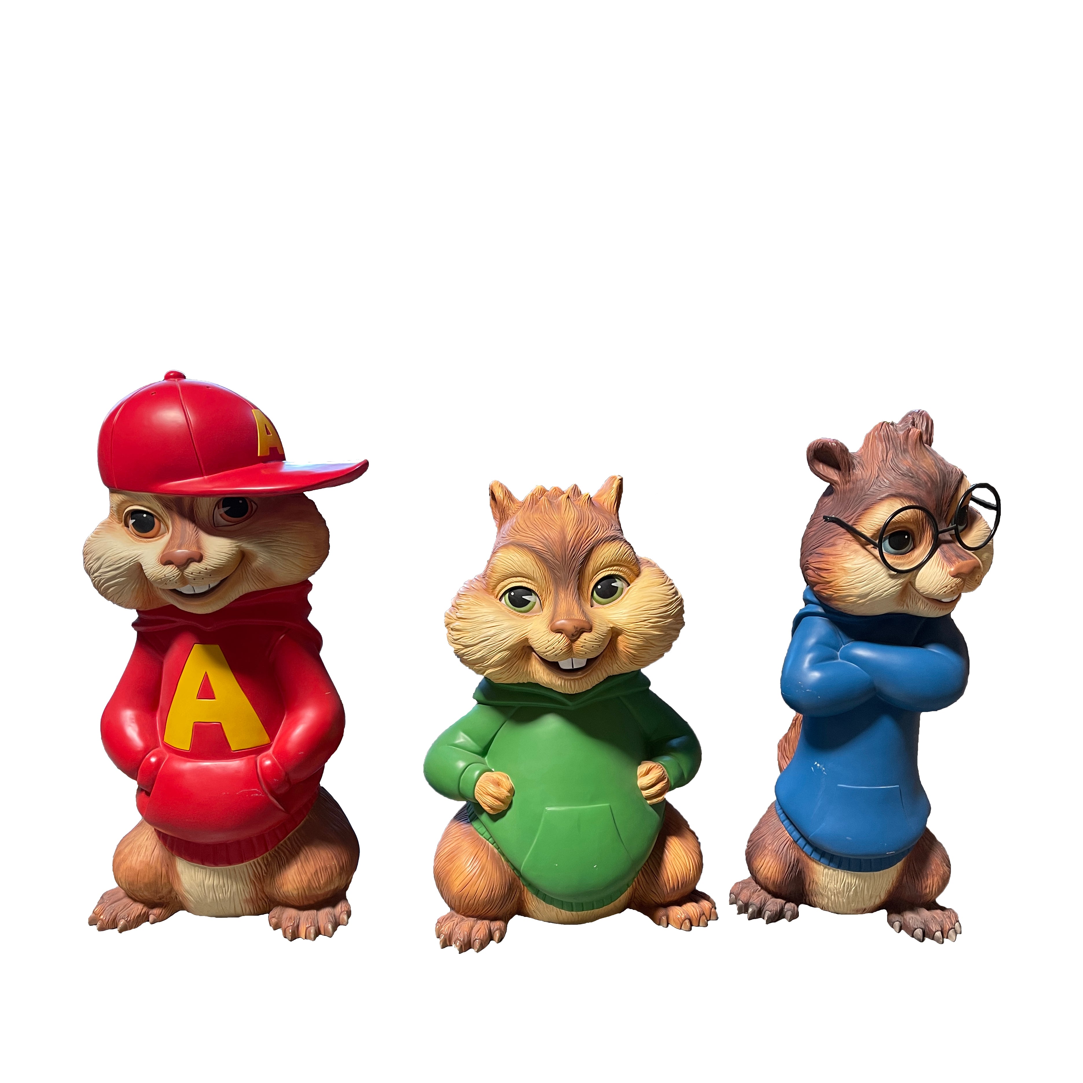 Pre-Owned Alvin And The Chipmunks Set of 3 Life Size Statues