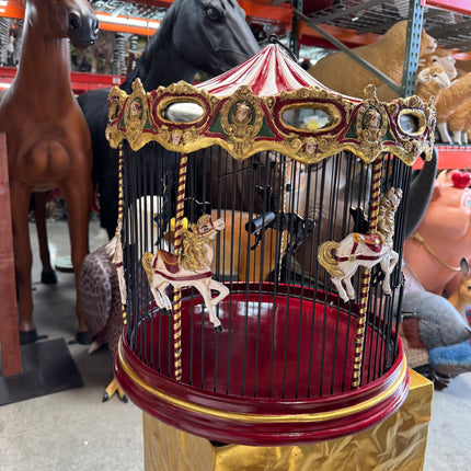 Hanging Birdcage Carousel Horse Statue