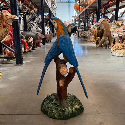 Blue Gold Macaw Lover Parrot On Branch Statue LM Treasures - A
