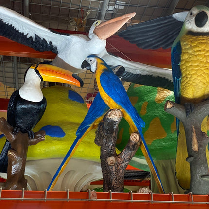 Blue Gold Macaw Lover Parrot On Branch Statue - LM Treasures 