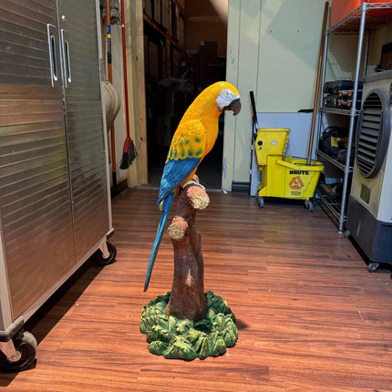 Mutation Macaw Yellow Blue Parrot On Branch Life Size Statue