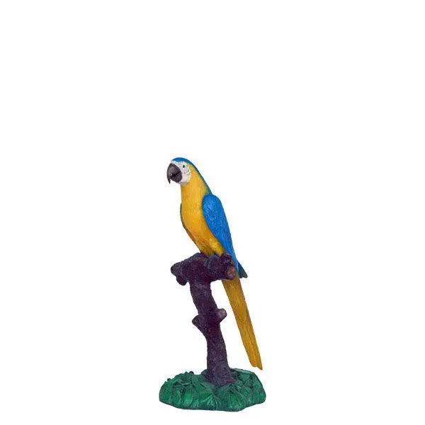Blue Gold Macaw Parrot On Branch Life Size Statue LM Treasures - A