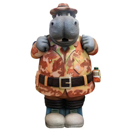 Comic Hippopotamus Explorer Life Size Statue LM Treasures - PT