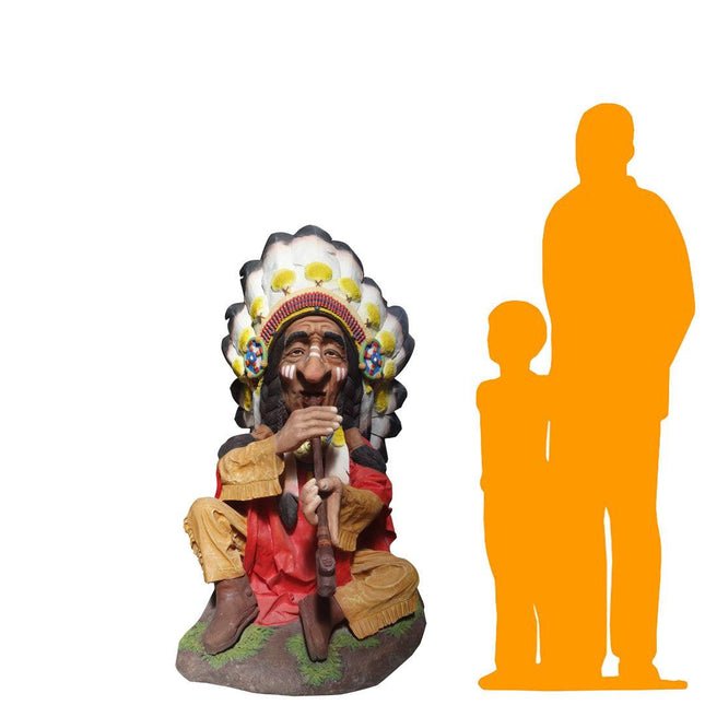 Smoking Indian Chief Life Size Statue - LM Treasures 