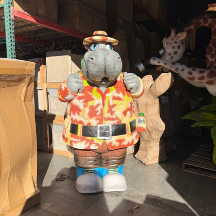 Comic Hippopotamus Explorer Life Size Statue LM Treasures - PT