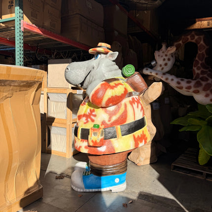 Comic Hippopotamus Explorer Life Size Statue LM Treasures - PT