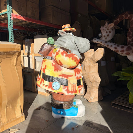 Comic Hippopotamus Explorer Life Size Statue LM Treasures - PT