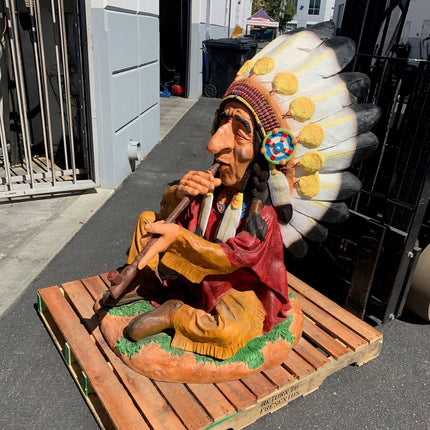Smoking Indian Chief Life Size Statue - LM Treasures 