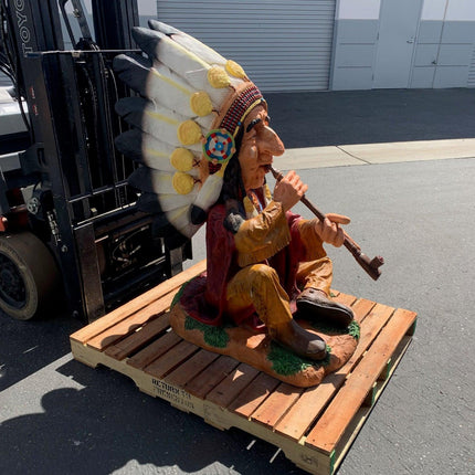 Smoking Indian Chief Life Size Statue - LM Treasures 