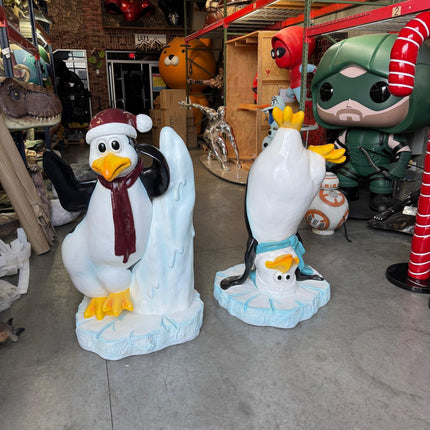 Comic Upside Down Penguin Statue