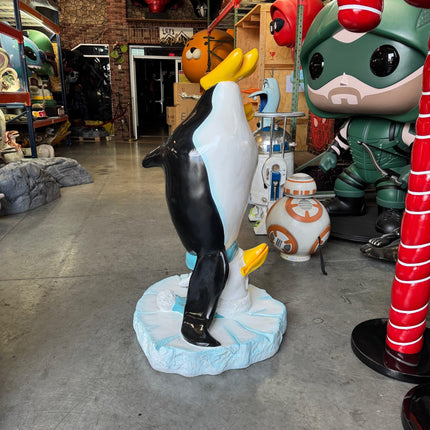 Comic Upside Down Penguin Statue
