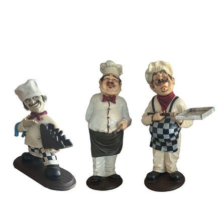 Set of 3 Small Chef Cook Statues - LM Treasures 