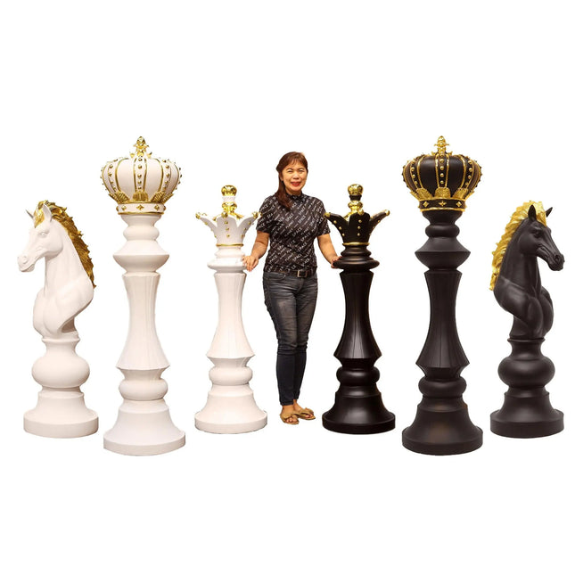 Black Chess Pieces Set of 3 Life Size Statues LM Treasures - H