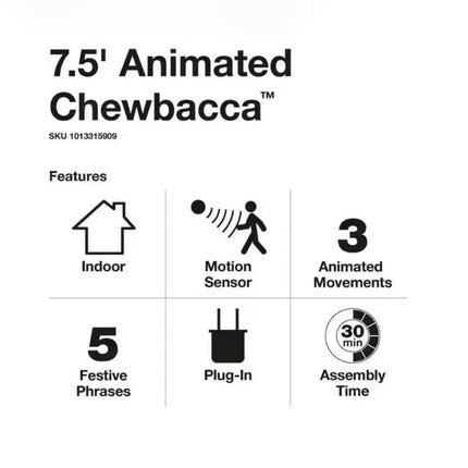 Animated 7.5ft Chewbacca Holiday Statue LM Treasures - P