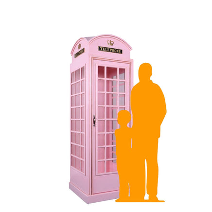 Light Pink British Phone Booth Life Size Statue - LM Treasures 