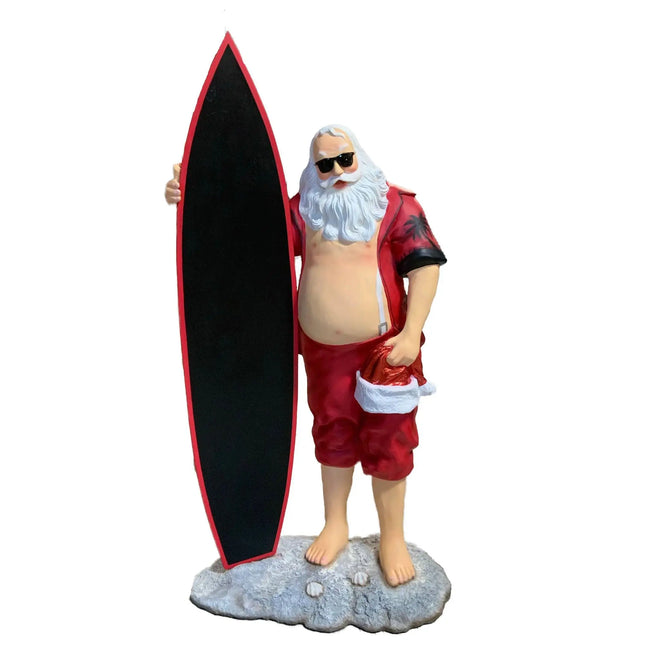 Santa Claus With Surfboard Life Size Christmas Statue LM Treasures - A