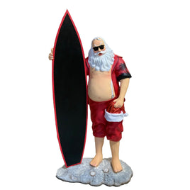 Santa Claus With Surfboard Life Size Christmas Statue - LM Treasures 