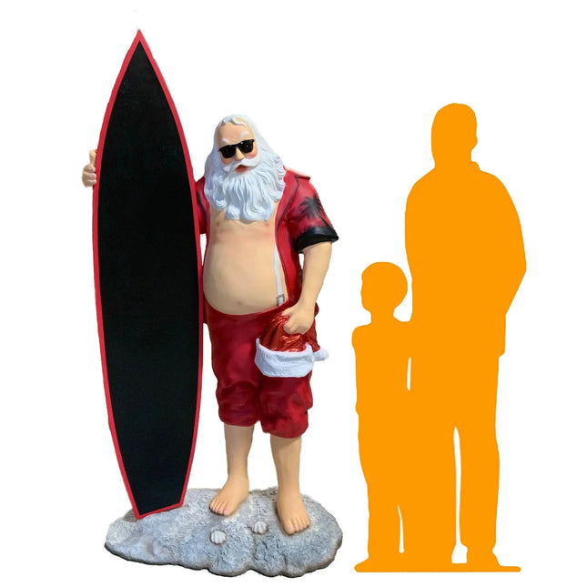 Santa Claus With Surfboard Life Size Christmas Statue LM Treasures - A