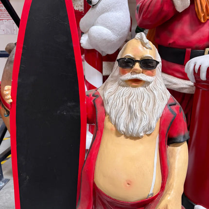 Small Santa Claus With Surfboard Christmas Statue LM Treasures - A
