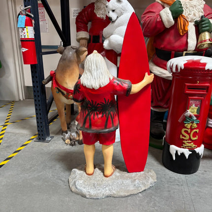 Small Santa Claus With Surfboard Christmas Statue LM Treasures - A