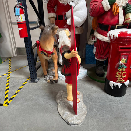 Small Santa Claus With Surfboard Christmas Statue LM Treasures - A