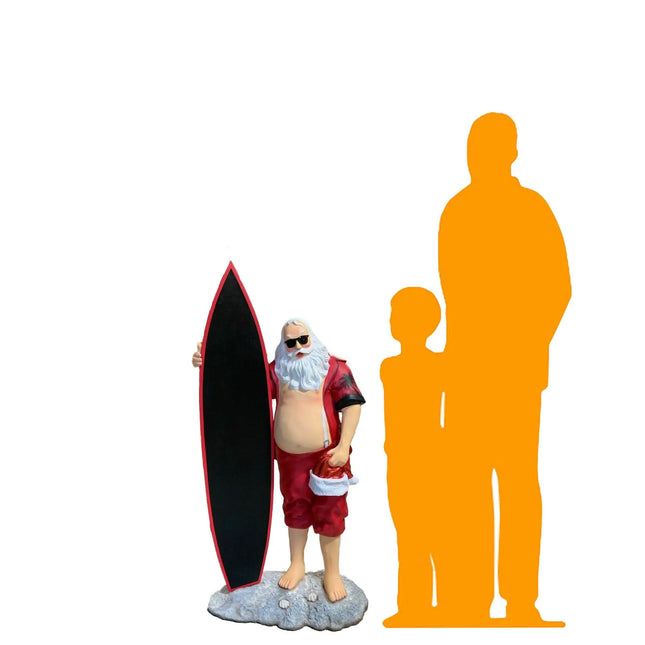 Small Santa Claus With Surfboard Christmas Statue LM Treasures - A